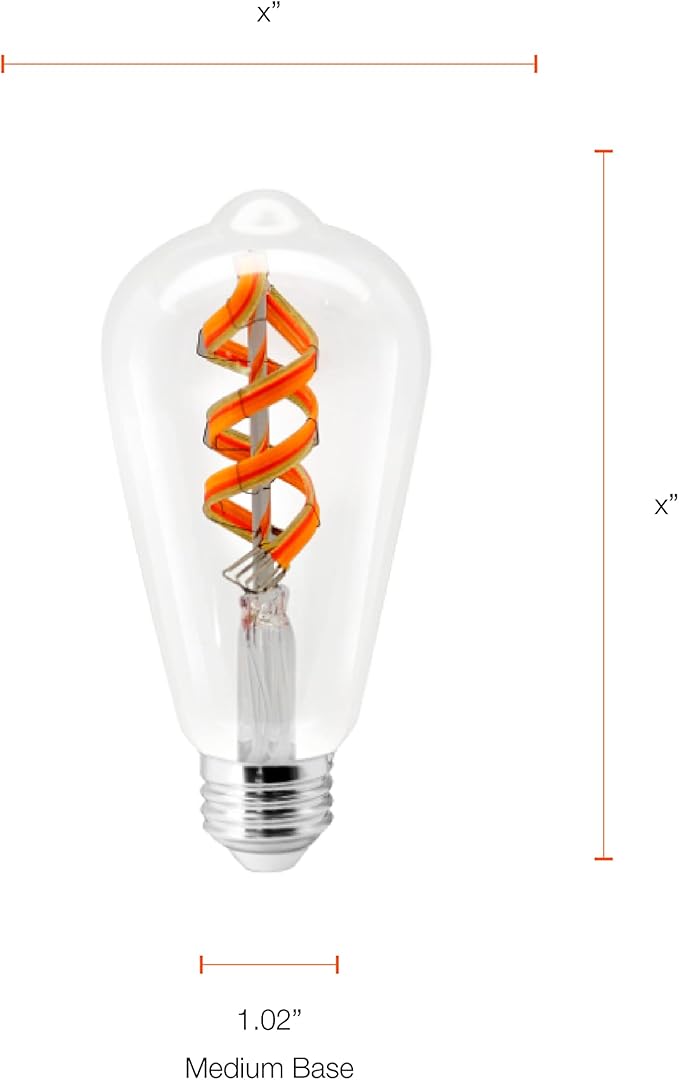 Sylvania WiFi LED Smart ST19 RGBW Color and Amber Finish Filament Light Bulb, 7W Efficient, for Alexa/Google Assistant, 2000K, No Hub Required, Clear - 1 Pack (75809)