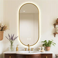 24" x 36" Gold Oval LED Bathroom Mirror with Lights, Backlit Mirror, Anti-Fog, 2700K/4000K/6500K, Stepless Dimmable, Wall Mounted Vanity Mirror with Gold Aluminum Frame, CRI≥93