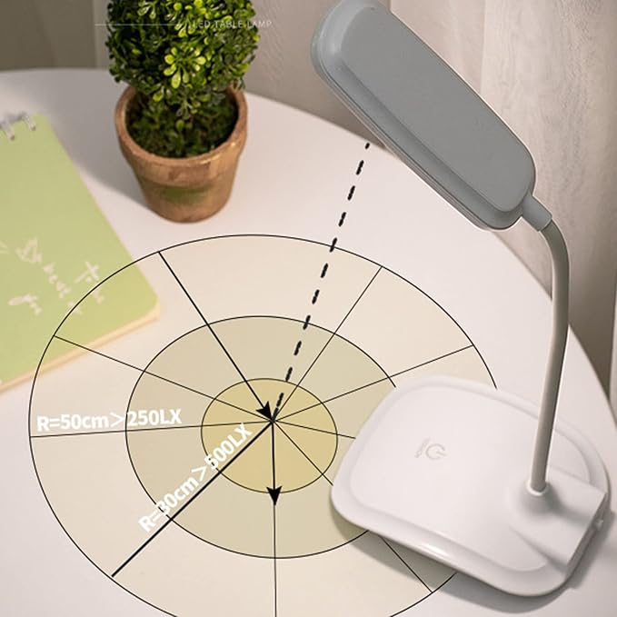 LED Desk Lamp, Touch Control Three Level Color Temperature USB Charging Table Lamp Reading Light for Dorm Study Office (White)