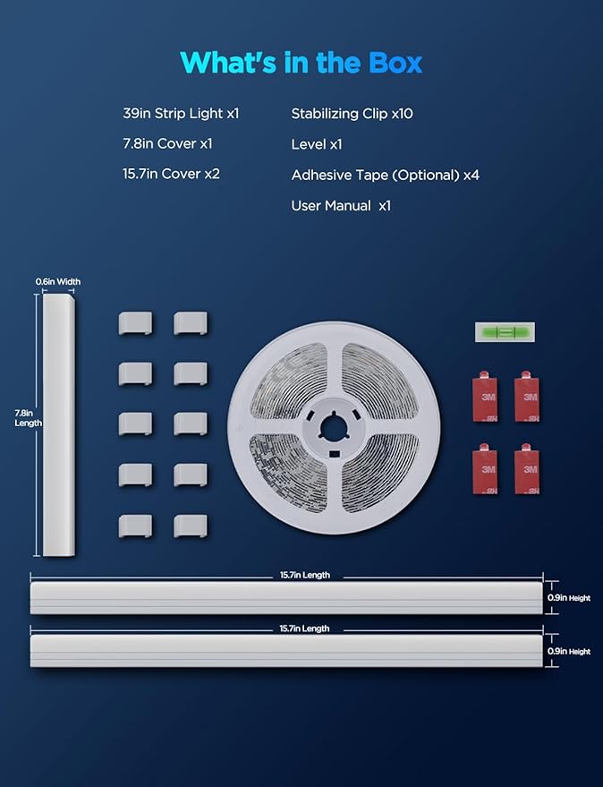 Govee RGBIC LED Strip Lights 3.28ft Extension with Covers, LED Diffuser Channel with LED Lights for Bedroom, Skirting Lines, Studio, Cabinet, Smart LED Lights Work with Alexa and Google Assistant