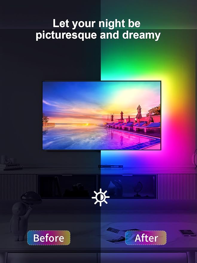 TV Led Lights, 16.4ft TV Lights Strip for 45-75 Inch with Remote, Music Sync Bluetooth APP Control TV Lights Behind USB Powered for Bedroom