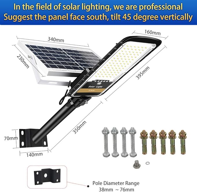 Solar Street Lights Outdoor Lamp, 16000lm IP67 Waterproof Light with Anti Broken Remote Control Mounting Bracket, Dusk to Dawn Security Led Flood Light for Yard, Garden, etc.
