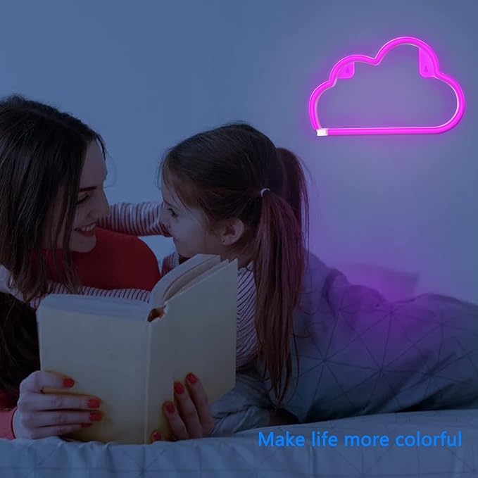 Cloud Neon Sign Pink Cloud Light Sign for Wall Decor,Battery or USB Powered Clouds Shaped LED Sign Decoration Lights for Bedroom Aesthetic Teen Girl Kid Room Christmas Birthday Wedding Party