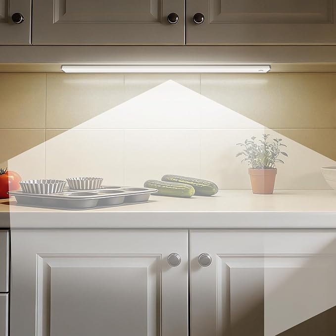 Battery Powered Operated Closet Lights Motion Sensored Activated Rechargeable Under Counter Cabinet Lighting Wireless Indoor Magnetic Lights for Closets Kitchen Wardrobe Stairs Pantry Cold White 40cm