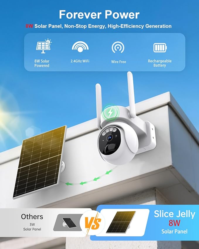 Solar Security Cameras Wireless Outdoor 2Packs -2K WiFi Cameras for Home Security with Solar/Battery Powered,360° PTZ Outdoor Camera, Wireless Outdoor Camera