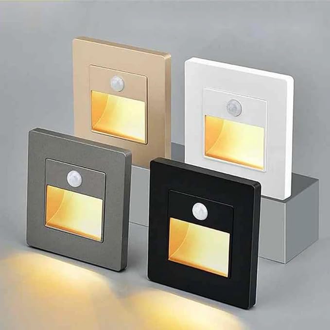 6 Pack Recessed Motion Sensor Light Indoor Outdoor Step Light Lamp Sensor Intelligent Wall Light for Hallway, Kitchen, Hallway, Bedroom, Bathroom, Stairs