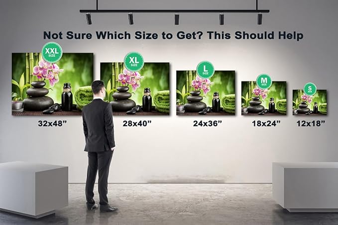 GUTTATY Zen Wall Art Decor, Modern Bathroom Zen Decor Wall Art, Large Canvas Wall Art for SPA Zen Room Decor, Green Bamboo and Pebble Relaxing Art Prints for Office & SPA Wall Decor 32x48 Inches