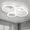 Vikaey Modern LED Flush Mount Ceiling Light, 4 Rings White Close to Ceiling Light Fixtures, Kitchen Lighting Fixture Ceiling Lamp for Bedroom, Living Room, Laundry Room, 4000K Not Dimmable