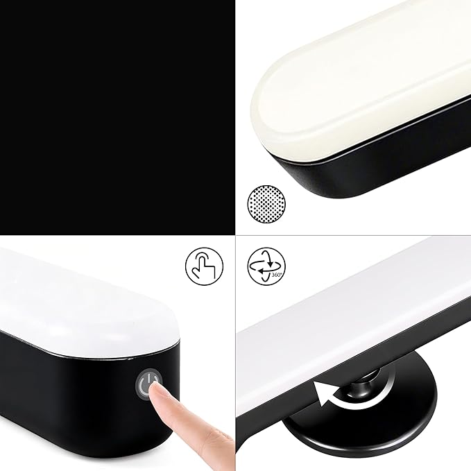Set of 2 Wireless Vanity Makeup Lights for Mirror, Rechargeable LED Stick On Light Bar for Bathroom Mirror with Dimmable 3 CCT, Long Battery Life Cordless Light Valentine’s Day gift for Women(Black)