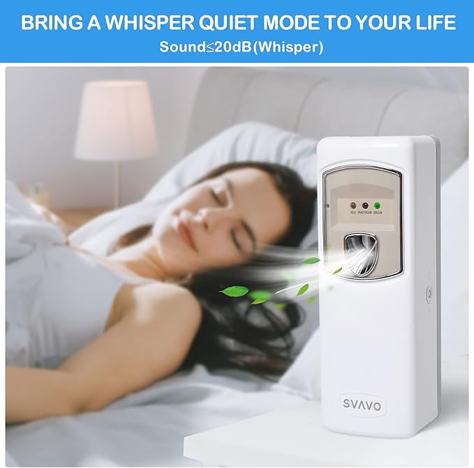 SVAVO Automatic Air Freshener Dispenser - Wall Mounted/Free Standing Auto Aerosol Spray Dispenser Programmable Fragrance Dispenser for Indoor-Bedroom, Hotel, Office, Commercial Place, White