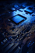 Futuristic Blue Circuit Board Wall Art Poster Modern Technology Print, 5 x 7 or 8 x 10 Inch Unframed Poster for Home, Office, Living Room, Bedroom Decor Made in U.S.A (5" x 7")