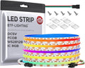 BTF-LIGHTING FCOB COB WS2812B IC RGB LED Strip DC5V 13.1FT Individual Addressable 160Pixel/m 640LEDs 640IC Dream Color IP30 Non-Waterproof High Density Light 0.39in Width(No Adapter or Controller)