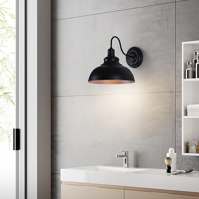 Lightess Black Wall Sconces with Dimmer ON/Off Switch, Dimmable Wall Mount Light Fixture Industrial Farmhouse Lighting for Kitchen Living Room, C91Y112