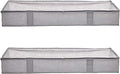 Amazon Basics Under Bed Fabric Zipper Blanket Storage Container Bags with Window and Handles, 2-Pack, 18 x 42 x 6 inches, Gray