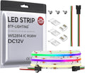 BTF-LIGHTING FCOB COB LED Strip WS2814 IC RGBW 3000K Flexible High Density Color Chasing Uniform Light 9.8FT DC12V 16IC/m 10mm Width for Home DIY Lighting Projects(No Adapter or Controller)