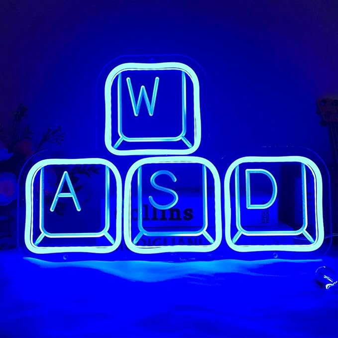 Gamer Led Neon Sign Wall Decorations Keyboard Shaped Dimmable USB Adjustable Brightness for Boys Gaming Room Bedroom Man Cave Gifts for Men Neon Lamp Game Room Accessories