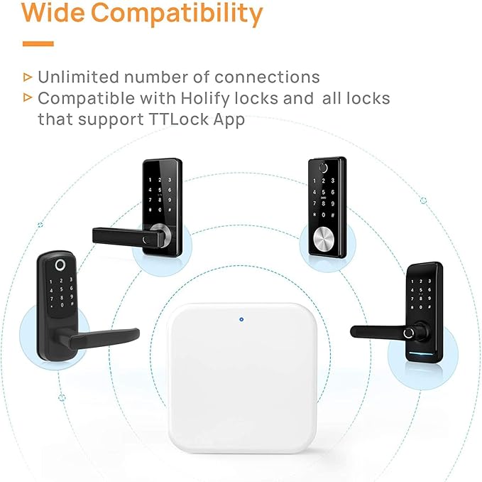 G2 Wi-Fi Gateway Bluetooth Gateway for TTLock, Bluetooth Keyless Entry Electronic Door Lock Wi-Fi Bridge, G2 Hub, Remote Control Smart Fingerprint Lock, Work with Alexa Voice Control, White