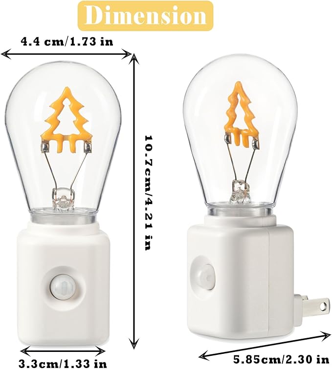Led Night Light Lamp Plug in, Montion Activated, 1W Dimmable Light, 2200K Warm White, Pack of 1