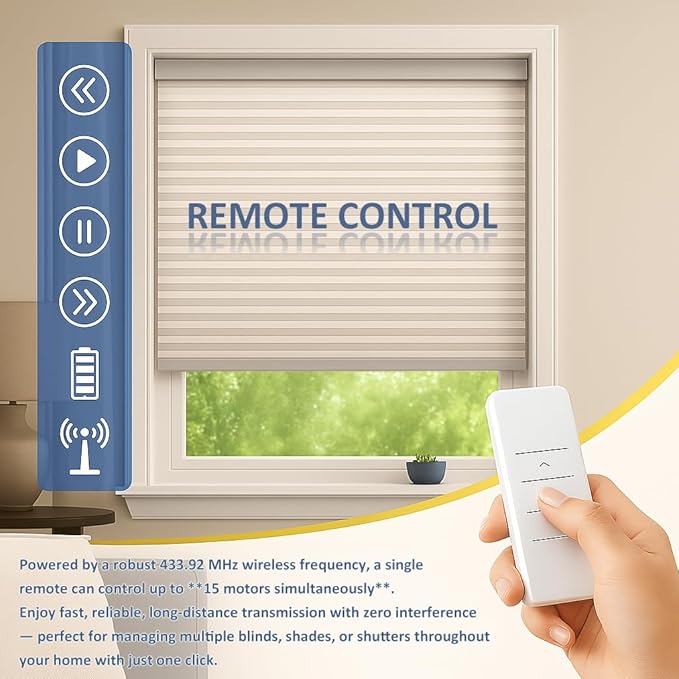 Motorized Roller Shade Motor Kit, 24mm DC 12V Electric Blind Motor for Cellular Roman Shades, Ultra-Quiet Remote Control Automation, Dual Output for Wood & Aluminum Blinds (0.8N.m for 34rpm/min)