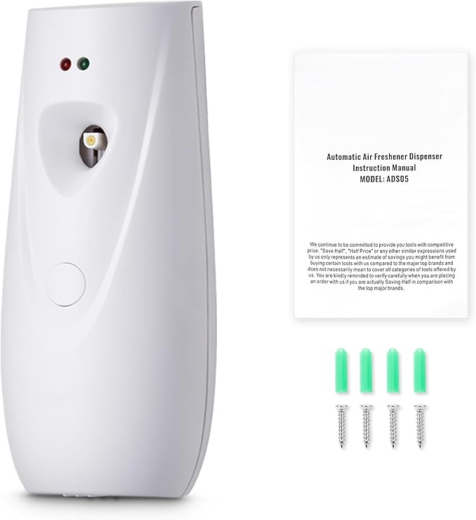 Happybuy Automatic Air Freshener Spray Dispenser (2 - Pack), Wall - Mountable or Freestanding, Battery - Powered, with Multiple Time Settings for Home, Indoor Spaces like Bathrooms, White