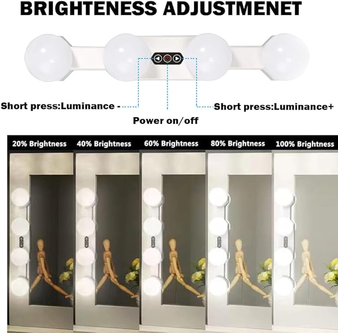Portable LED Makeup Cordless Rechargeable Professional Vanity Mirror Light with 4 LED Bulbs,Simulated Daylight for Bathroom Makeup Dressing Table Lights Dresser Lights