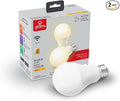 Globe Electric Collection Wi-Fi Smart 10 Watt (60W Equivalent) Dimmable Frosted LED Light Bulb 2-Pack, No Hub Required, Voice Activated, 3000K, A19 Shape, E26 Base 34209, Warm White, 2 Count