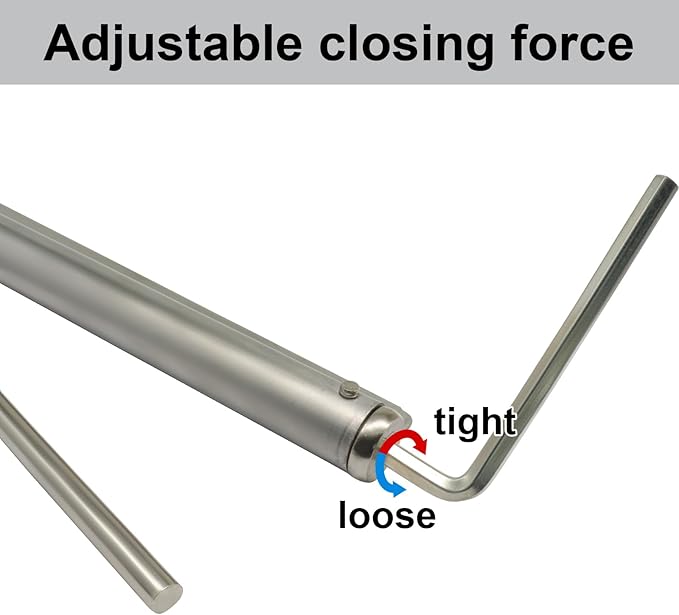 Automatic Door Closer, 150° Opening Angle Spring Self Closing Hinges Stainless Steel Soft Close Auto, Adjustable Catch Speed Latches for Commercial and Residential, Silver