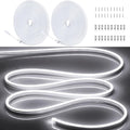 32.8FT/2PCS/10M/White Neon Light Strip - Flexible and Waterproof LED Rope Light with Installation Accessories for Indoor & Outdoor Decoration【Adapter Not Included】 OWO