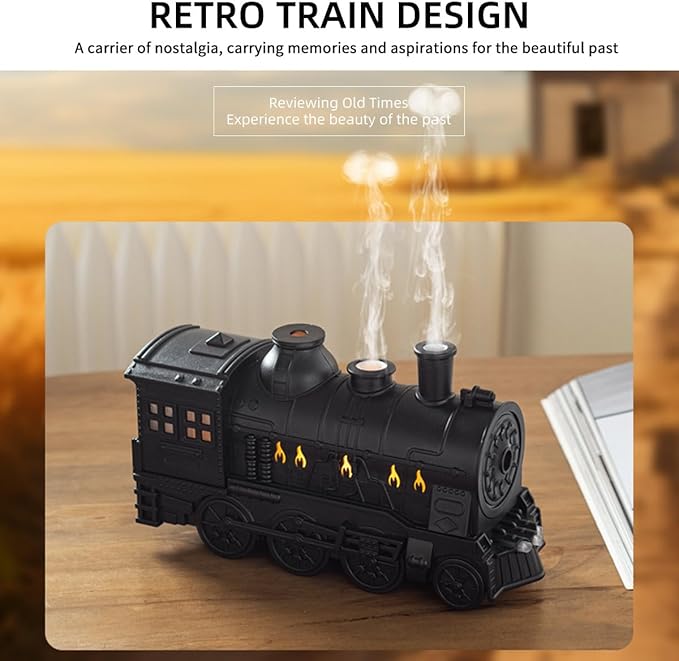 300ml Train Essential Oil Diffuser, Aromatherapy Humidifier with Dual-Color LED Light, Perfect for Home Office Bedroom Decor (Includes Remote)