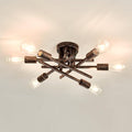 ASGYISA 6-Lights Semi Flush Mount Ceiling Light Fixture Vintage Modern Bronze Matte Sputnik Chandelier Farmhouse Ceiling Lamp for Kitchen Bedroom Dining Room Living Room Entryway.