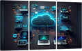 LSIUHWUWI 3 Panels Canvas Print Art Set Wall Art for Living Room Decoration, Cloud Technology Computing Smart Home Communication Posters and Prints, Framed Ready to Hang, 20x40inchx3