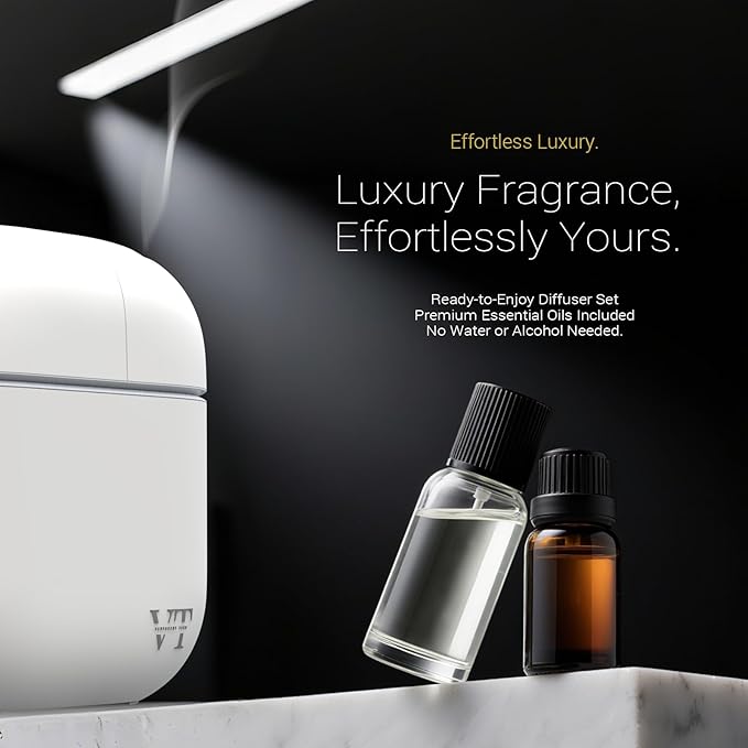 Waterless Essential Oil Diffuser 3000 Sq.Ft, Home Hotel Office Use, Scent Kit with Oil, Cold Air Scent Machine, Bluetooth App Control, LED Light, Wall-Mounted Aroma Diffuser