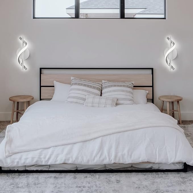 Modern Wall Sconces, 9W Wall Lighting Fixture Lamps LED Aluminum Wall Lamps for Bedroom Living Room Hallway Hotel Indoor (White-Cold White)-13.7 inch