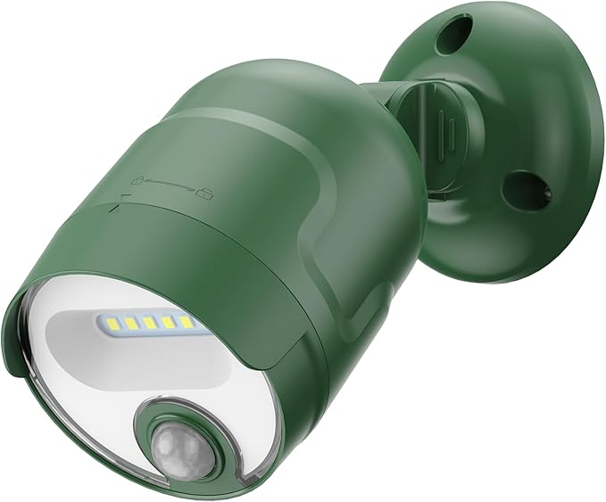 Wireless LED Spotlight, Battery Operated Motion Sensor Outdoor Light - 4000mAh Rechargeable 2-Mode IPX5 Waterproof 600LM Light for Porch, Garage, Hallway, Wardrobe (Green)
