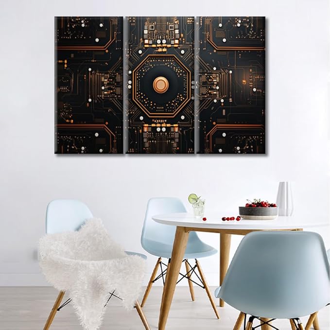 Circuit Board High-Tech Technology Canvas Wall Art Chip Posters & Prints Artwork Circuit Board Pictures Home Decor Canvas Picture for Living Room Bedroom Home Office Decor (42" Wx28 H)