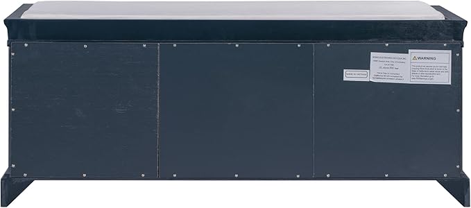 Knocbel 42.5" Entry Storage Bench with Removable Cushion, 2 Drawers and 2 Cabinets, Entryway Hallway Foyer Shoe Bench End of Bed Bench with Aluminum Handles, 200lbs Weight Capacity (Antique Navy)