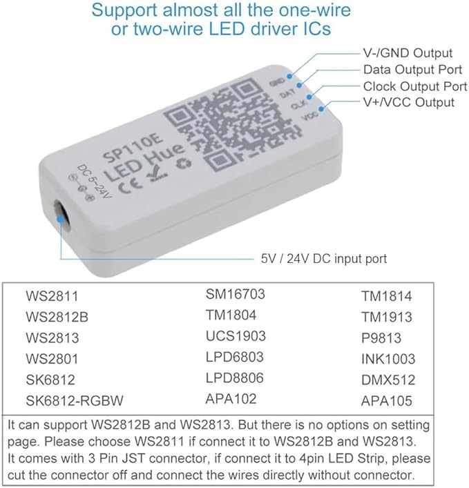 ALITOVE WS2812B WS2811 Addressable LED Bluetooth Controller iOS Android App Wireless Remote Control DC 5V~24V for SK6812 SK6812-RGBW WS2812 SM16703 Dream Color Programmable RGB LED Strip Pixel
