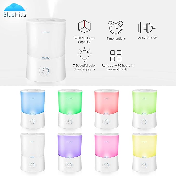 BlueHills Premium Large 3000 ML and 2500 ML XL Essential Oil Diffusers Humidifier Combo Set of 2 for Large Room Home with Décor LED Lights Great Gift – Value Pack of White