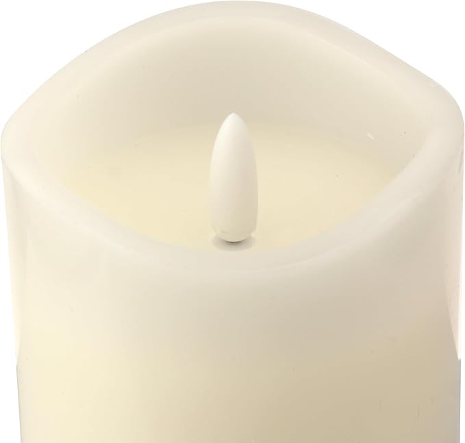 Stonebriar 6 Count Real Ivory Wax 3x4 Flameless LED Pillar Candles with Remote and Timer