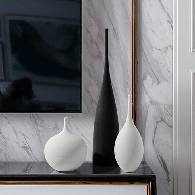 White Black Ceramic Vase Set, Modern Minimalist Ornaments Living Room Home Decor Decoration,B
