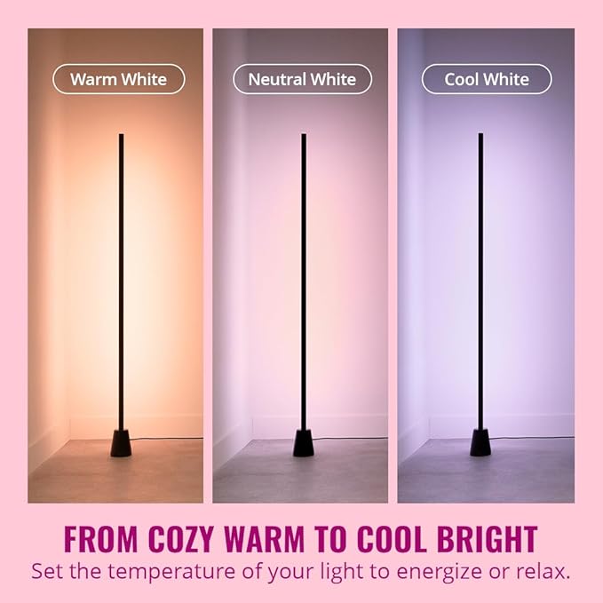 WiZ Connected Gradient Floor Light, Multi-Color LED Light Strip, Sleek Design and Easy Setup, RGBIC LED Strip Lights, Floor Lamp Connects to Wi-Fi, Voice/App Control
