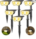 Consciot Solar Spot Lights Outdoor, 16 LEDs IP67 Waterproof, Auto On/Off Solar Landscape Spotlights, 2-in-1 Adjustable Wall Lights for Garden Yard Pathway, 6 Pack (Warm White)