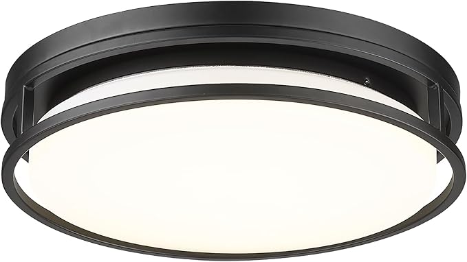 Darkaway Large LED Flush Mount Ceiling Light, 15inch Modern Dimmable Ceiling Lamp 5CCT Dimmable Black Ceiling Light Fixture for Bedroom Kitchen Hallway Entryway