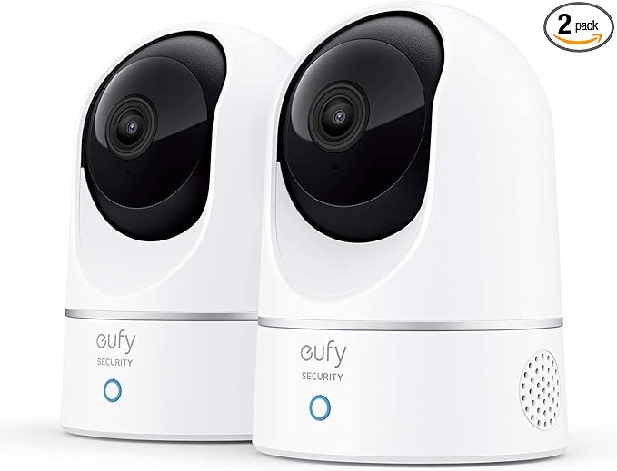 eufy Security Indoor Cam E220 2-Cam Kit, 2K Security Indoor Camera Pan & Tilt, Plug-in Camera with Wi-Fi, Human & Pet AI, Voice Assistant Compatibility, Motion Tracking, Homebase 3 Compatible