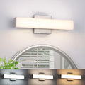 Brushed Nickel LED Vanity Lights for Bathroom 15.7inch Modern Bath Light Fixture Over Mirror 3 Color Temperature Adjustable 18W Anti-Fog Lighting for Bathroom, Dressing Table, Dressing Room