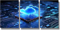 LSIUHWUWI 3 Panel Modern Wall Art Capturing the Essence of Cloud Computing Pictures Print on Canvas Wall Art for Bedroom Living Room Home Office Wall Decorations Framed Ready to Hang 16x24inchx3