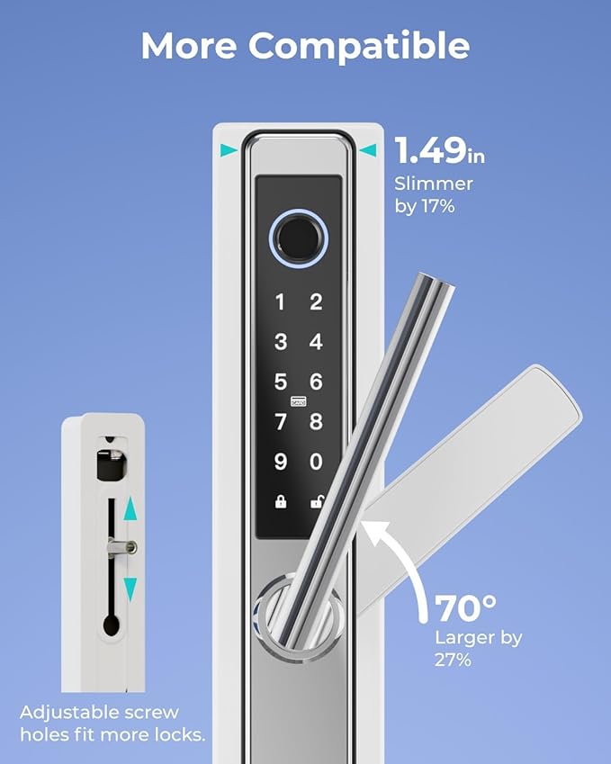 Electronic Smart Door Lock Fingerprint Door Lock with Keypad，Smart Lock for Front Door Children Proof IC Card, App Control & Mechanical Key