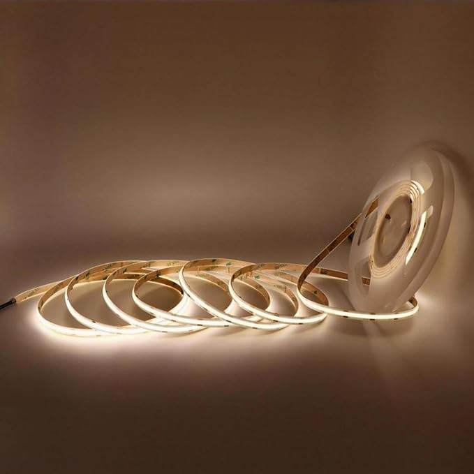 IP65 COB LED Strip Light, 480LEDs/m High Density 4000K, 16.4FT DC12V Flexible Cuttable CRI90+ Uniform No-Spot Lighting for Kitchen, Bathroom&Under Cabinet, Home DIY Lighting Projects(No Power Supply)