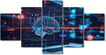 5 Panel Digital Human Brain Canvas Wall Decor for Living Room Neural Network Paintings Wall Decor Artificial Intelligence Wall Posters for Bedroom Decor for Living Room House Decorations 60"Wx32"H