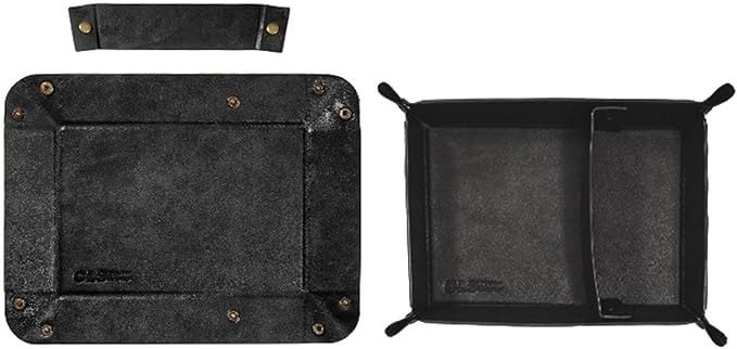 PU Leather Storage Tray Desktop Storage Organizer Tray Jewelry Tray Catchall Tray for Keys Wallet Organizing Accessories Car, Black